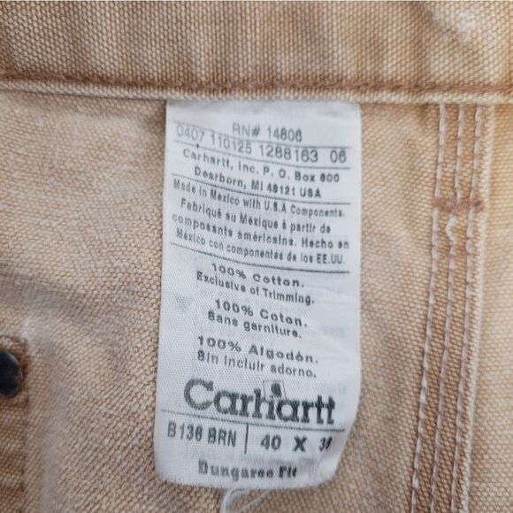 CARHARTT beige tan double front worn in thrashed‎ carpenter work pants 40x36 - Picture 11 of 11